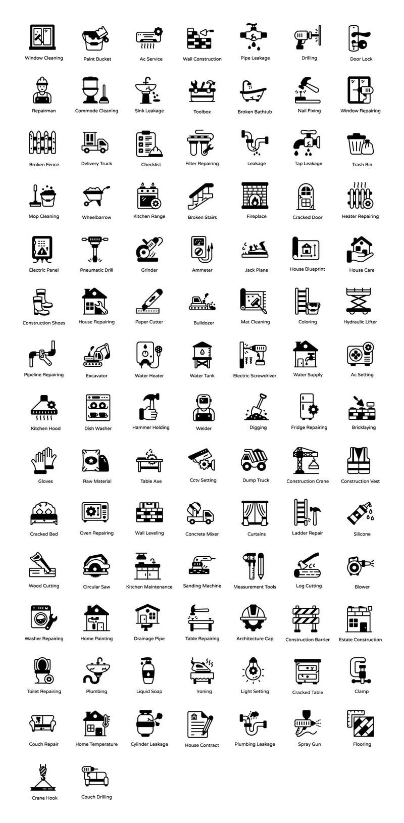 Домашний ремонт и обслуживание Solid Icons - Features Image 1