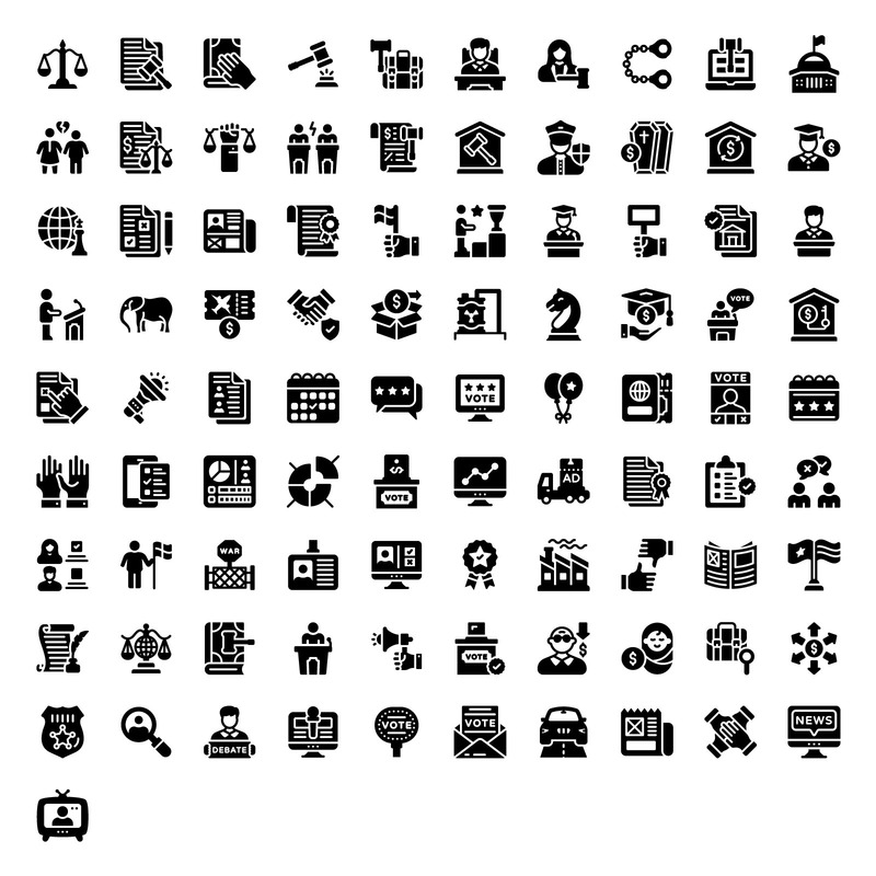 Politiek en recht lineaire pictogrammen - Features Image 1