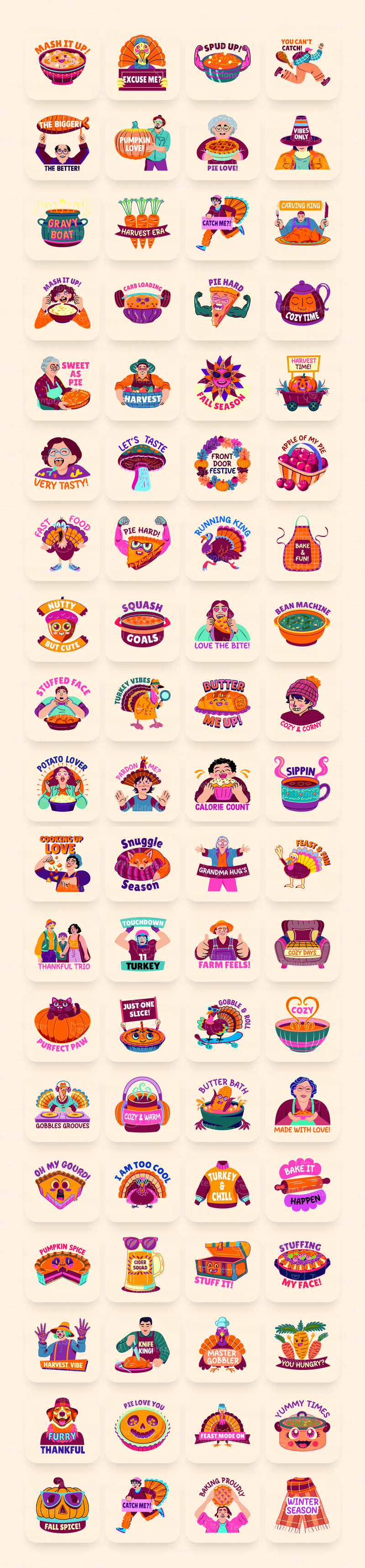 Modern Thanksgiving Stickers Set - Features Image 1