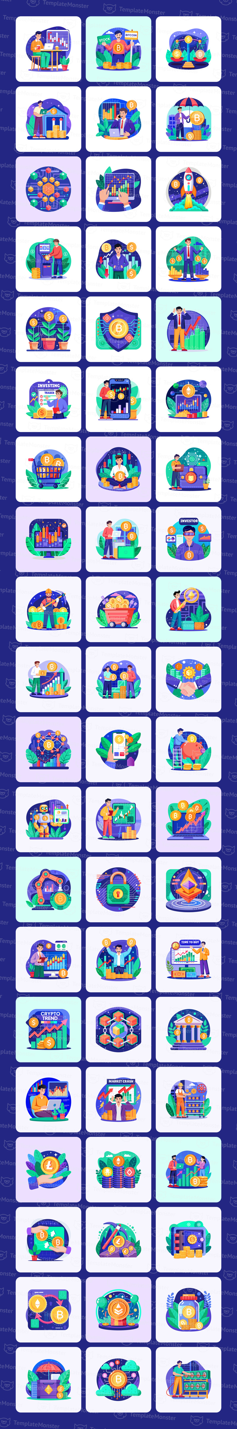 Zestaw ilustracji do handlu kryptowalutami - Obraz funkcji 1