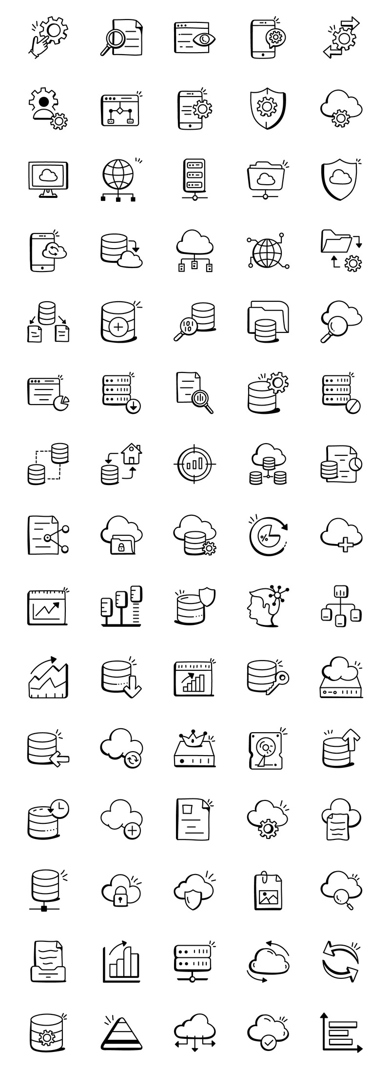 Uppsättning av 230 Doodle Data Ikoner - Features Image 2