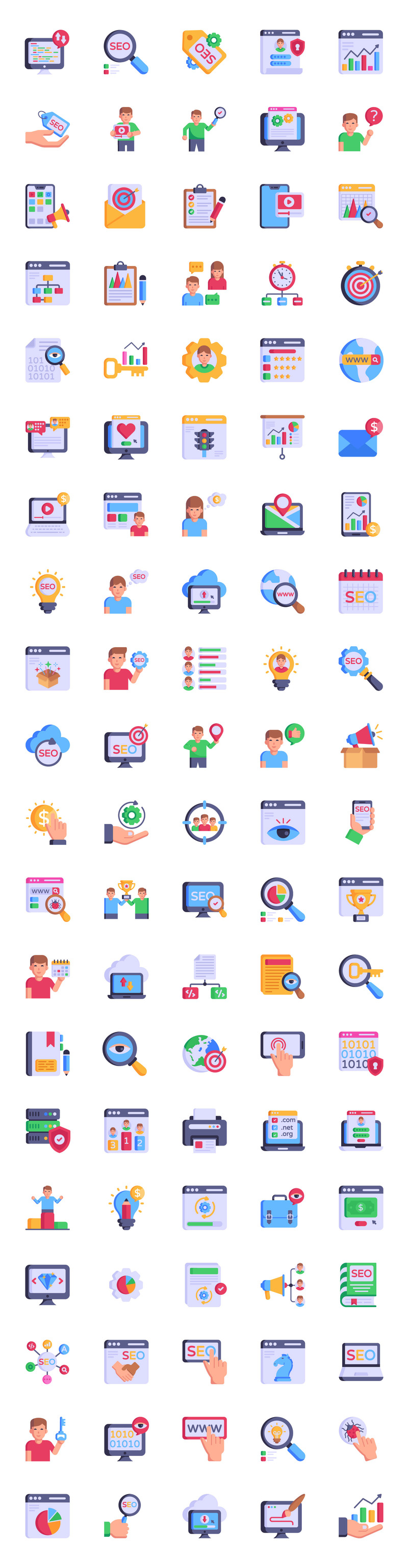 100 SEO-tjänster ikoner - vektordesigner - Features Image 1