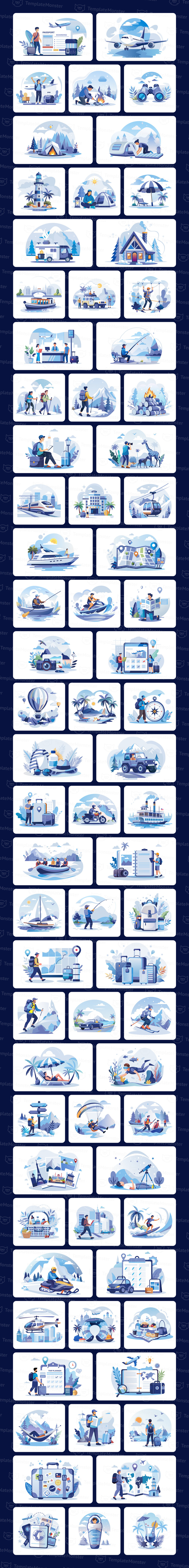 Conjunto de ilustrações de viagem e acampamento - Features Image 1