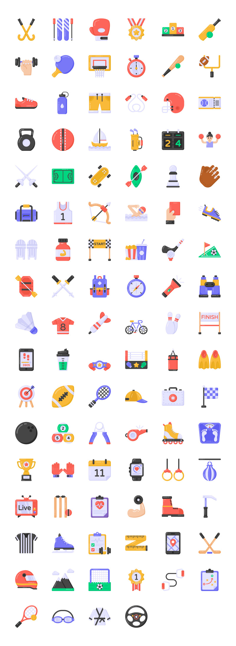 100 Sports Flat Vector Icons - Features Image 1