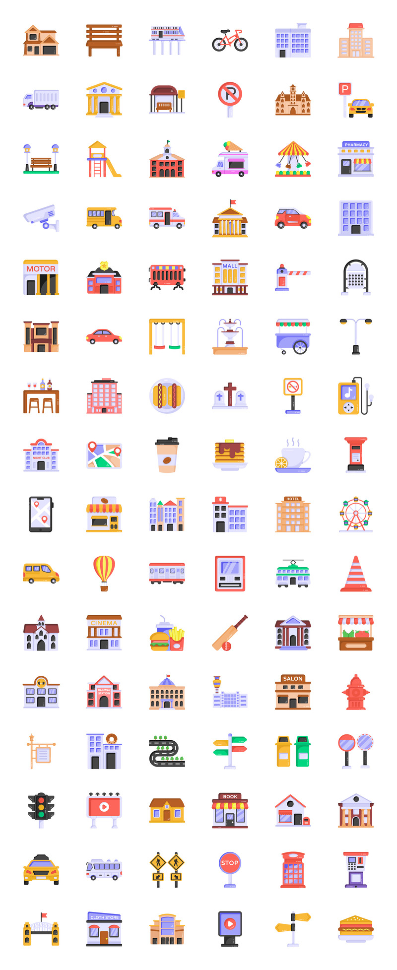 96 城市生活矢量图标 - Features Image 1