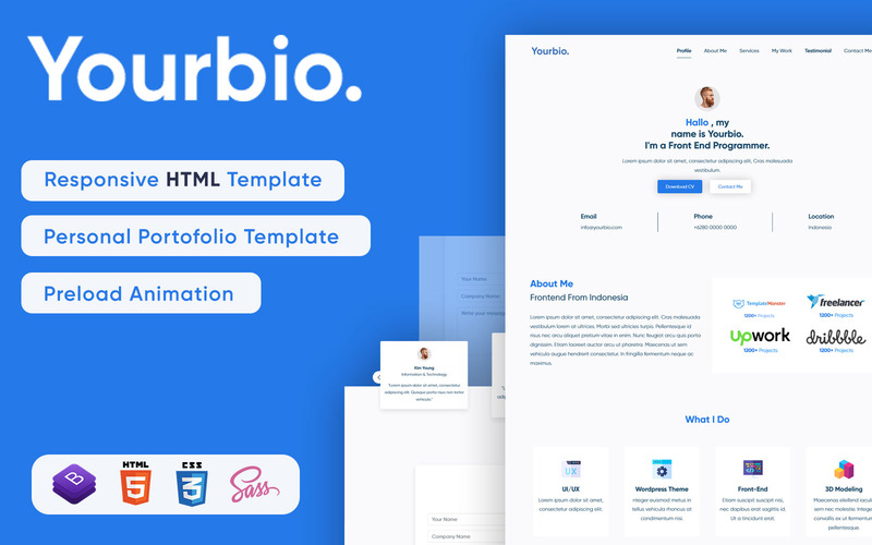 Yourbio - Personal Portfolio HTML Landing Page Template - Features Image 1