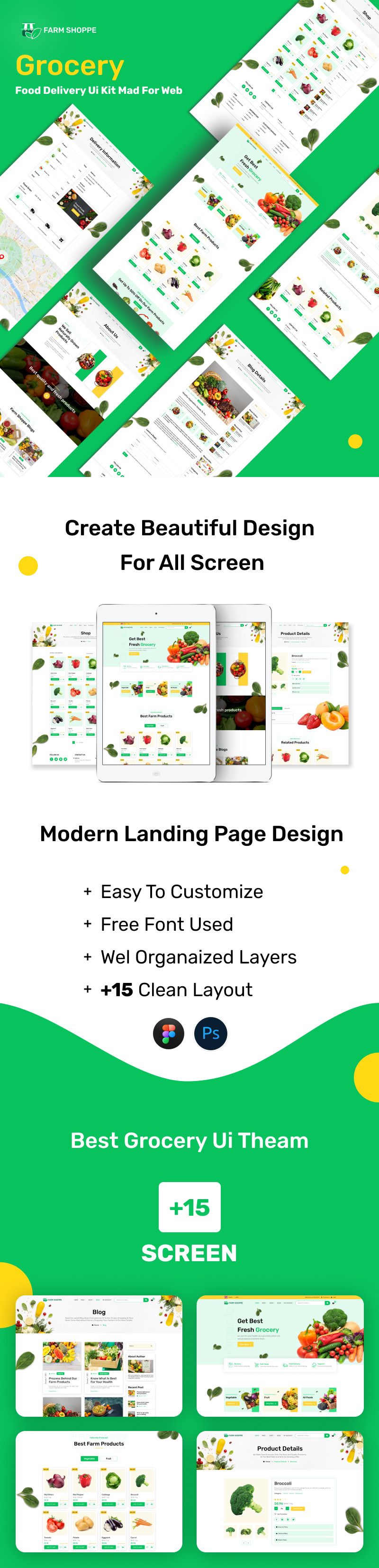 Шаблон дизайна пользовательского интерфейса веб-сайта Farm Shoppe Figma и PSD - Features Image 2