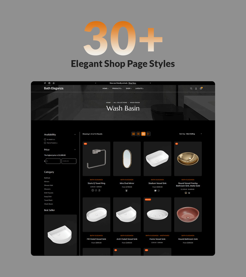 Bath Eleganza - Tema Shopify 2.0 per mobili da bagno - Caratteristiche Immagine 5