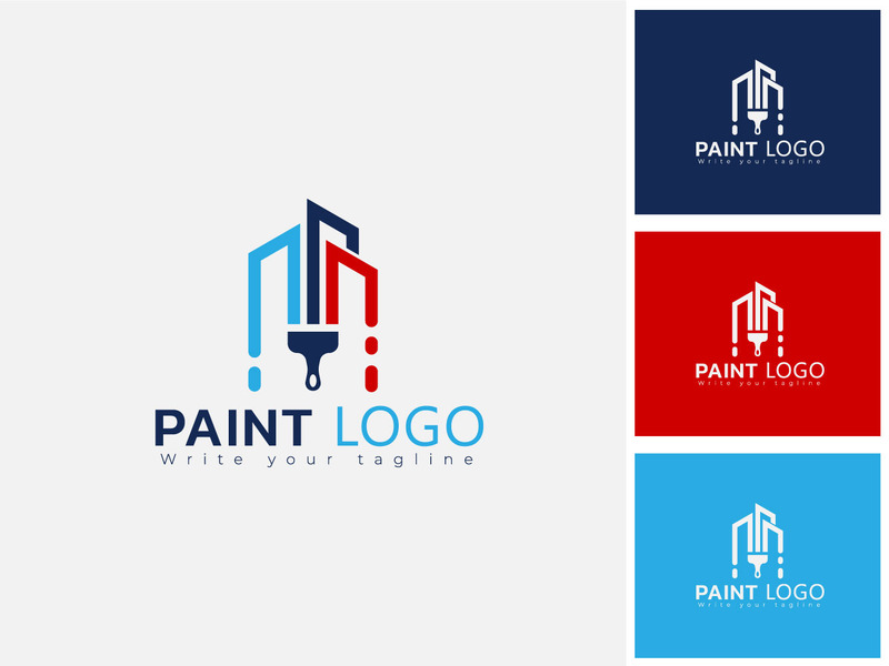 Design de logotipo de pintura de casa mínima, conceito de decoração para casa, serviço de pintura - Features Image 1