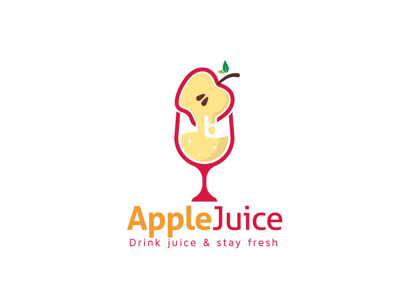 Concept De Logo De Jus De Fruits Pour Le Jus De Pomme Avec La Conception De Vecteur De Verre. - Caractéristiques de l’image 1