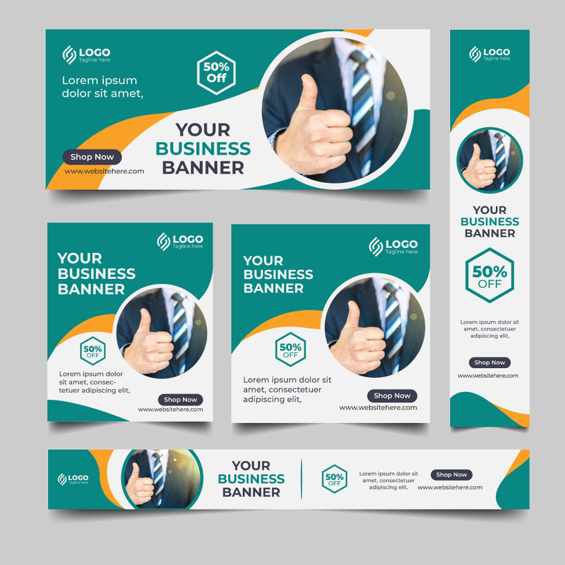 Business Web Banner Design Set. Website Ads Design Template - Features Image 1