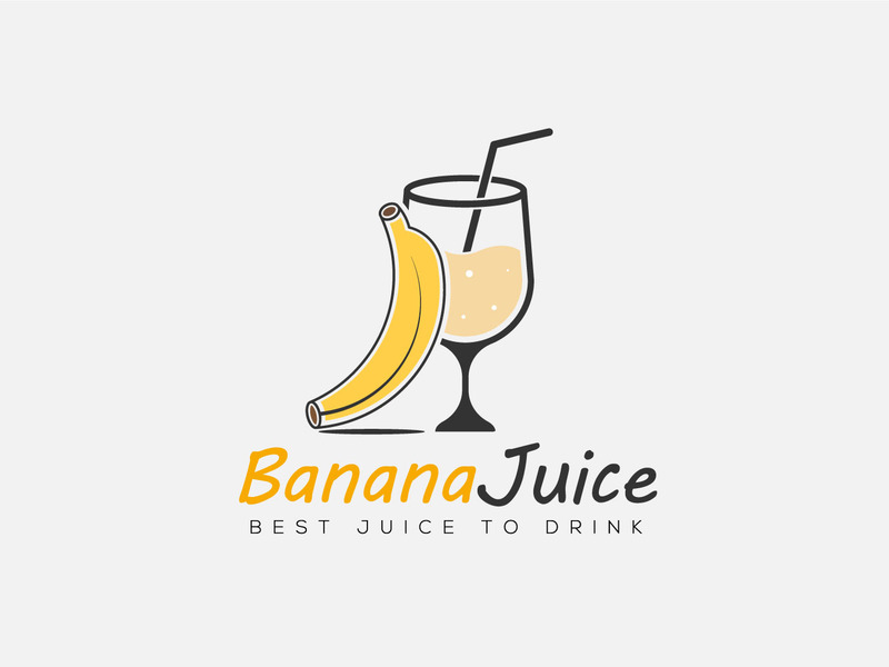 Succo Di Banana Succo Di Frutta Con Vetro Vector Logo - Caratteristiche Immagine 1