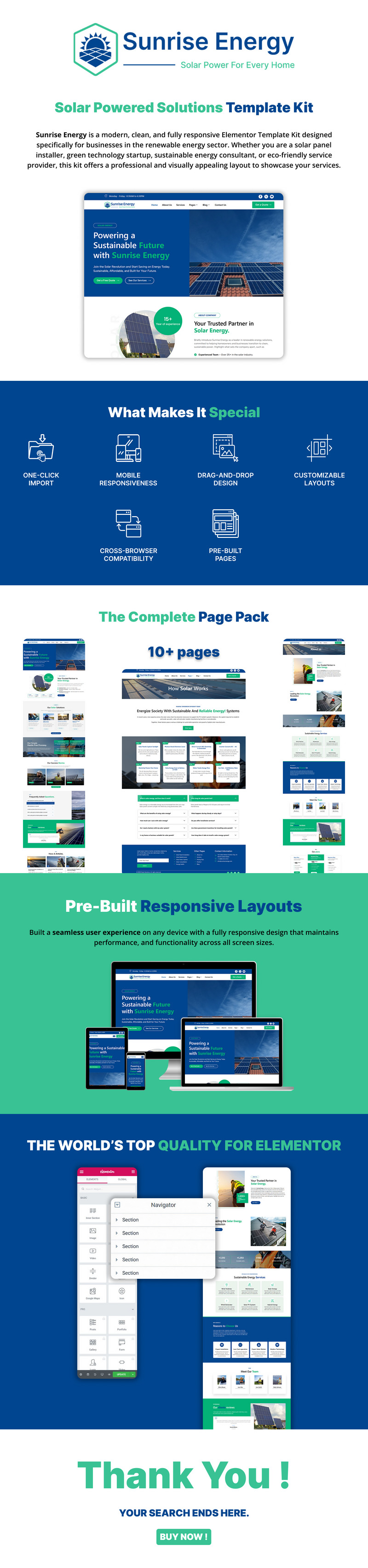 Sunrise Energy - Набор шаблонов WordPress Elementor для решений на основе солнечной энергии - Features Image 1