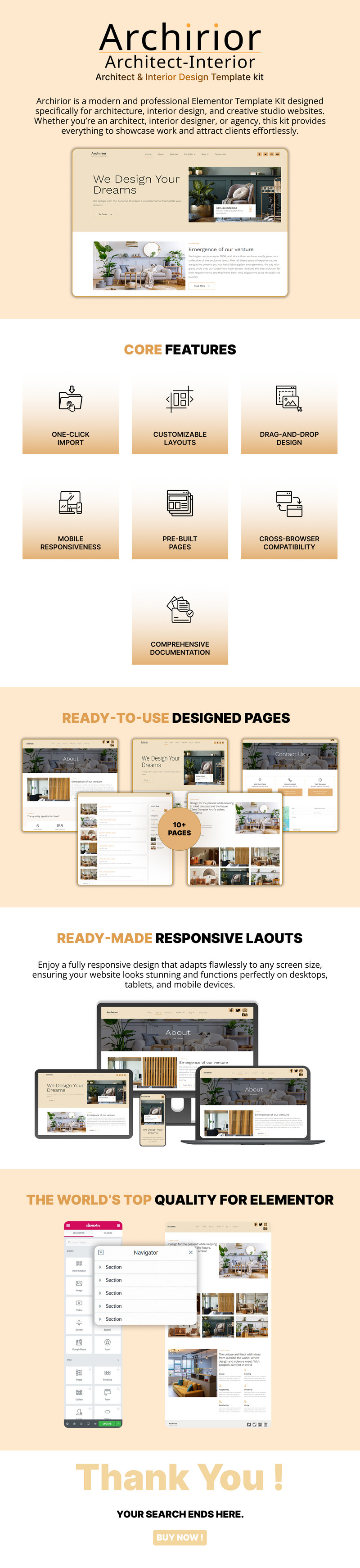 Archirior - Architect & Interior Design Elementor Template kit - Features Image 1