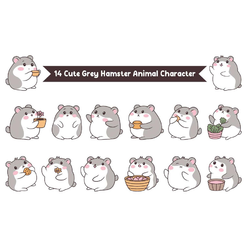 14 Roztomilý šedý křeček zvířecí charakter - Features Image 1