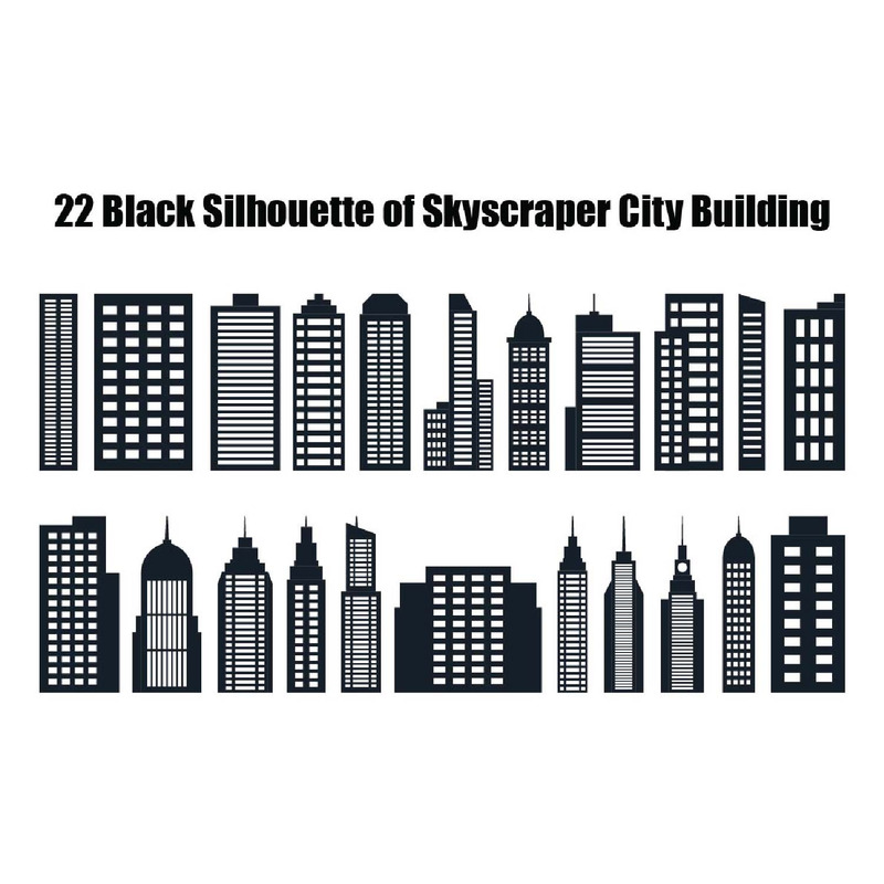 22 svart siluett av skyskrapa stadsbyggnad - Features Image 1