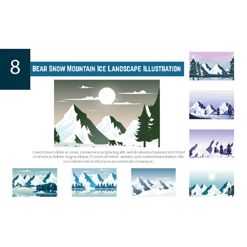 8 Björn Snow Mountain Ice Landskap Illustration - Features Image 1