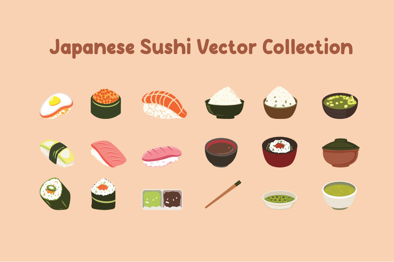 Japansk sushi vektor samling - Features Image 1