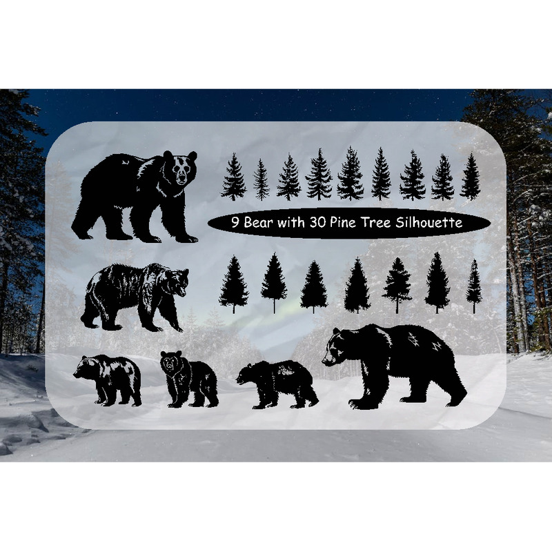 9 Bear with 30 Pine Tree Silhouette - Features Image 1