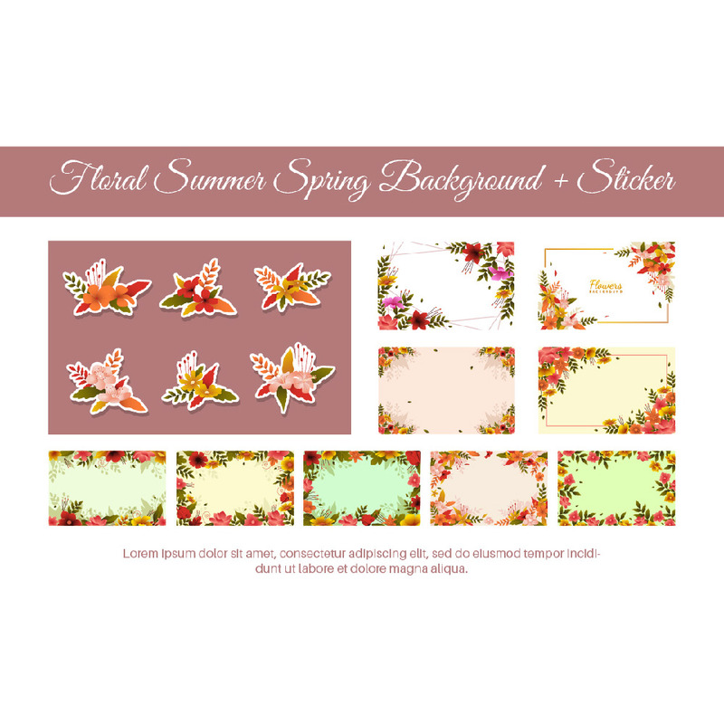 Blommig sommar vårbakgrund + klistermärke - Features Image 1