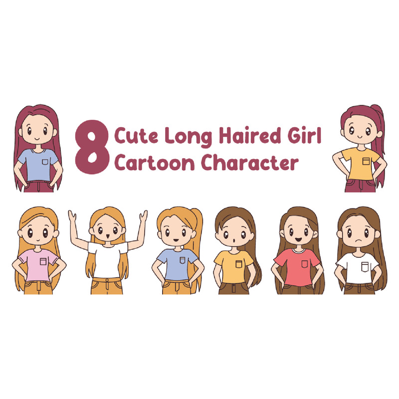 8 personajes de dibujos animados de chicas de pelo largo muy lindos - Características Imagen 1