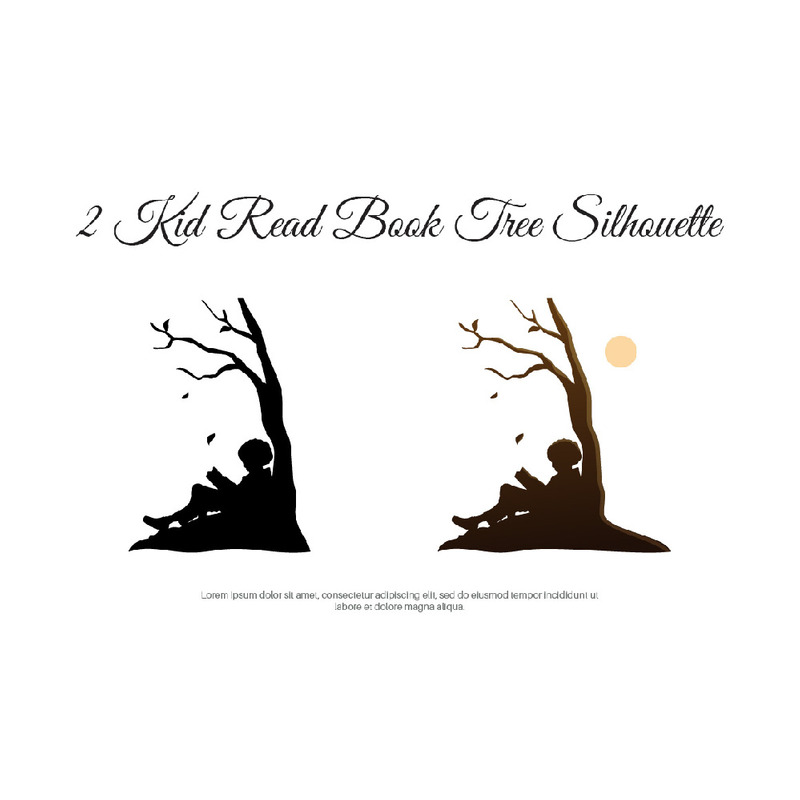 2 Kid Läs bok Tree Silhouette - Features Image 1