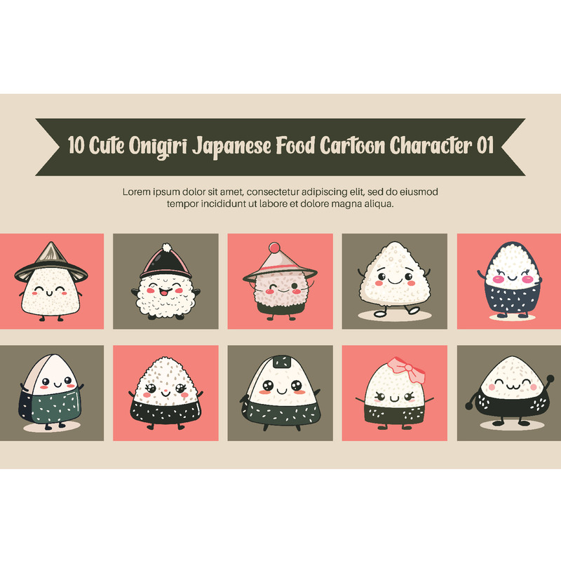 10 Cute Onigiri Japanese Food Cartoon Character 01 - Features Image 1