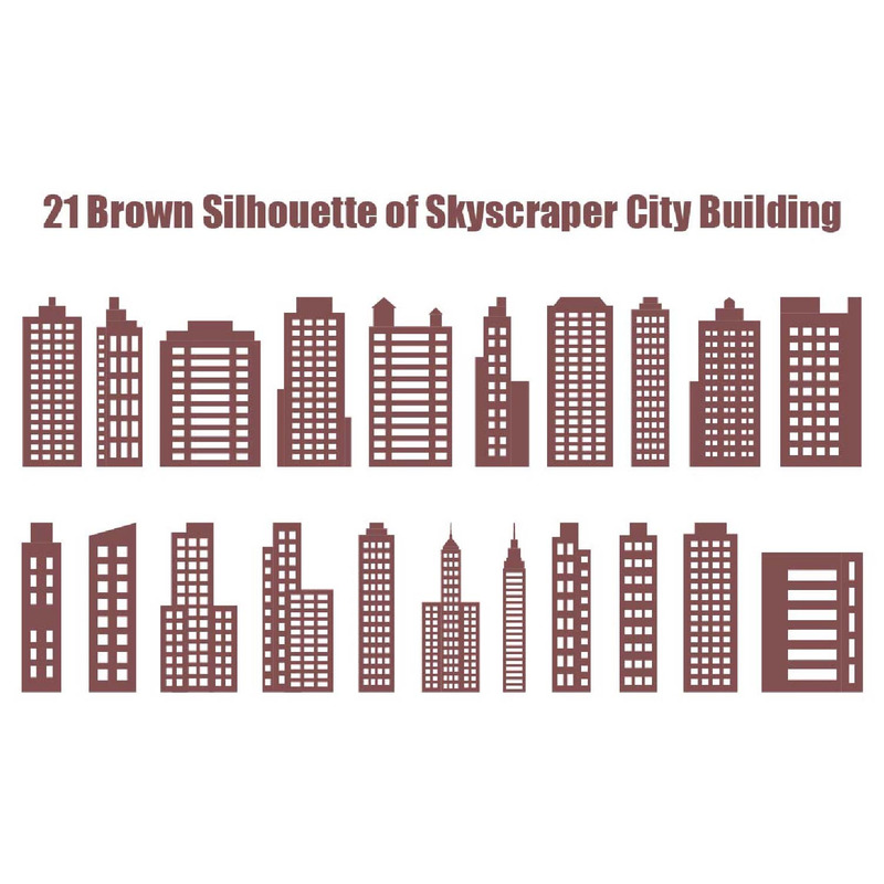 21 摩天大楼城市建筑的棕色剪影 - Features Image 1