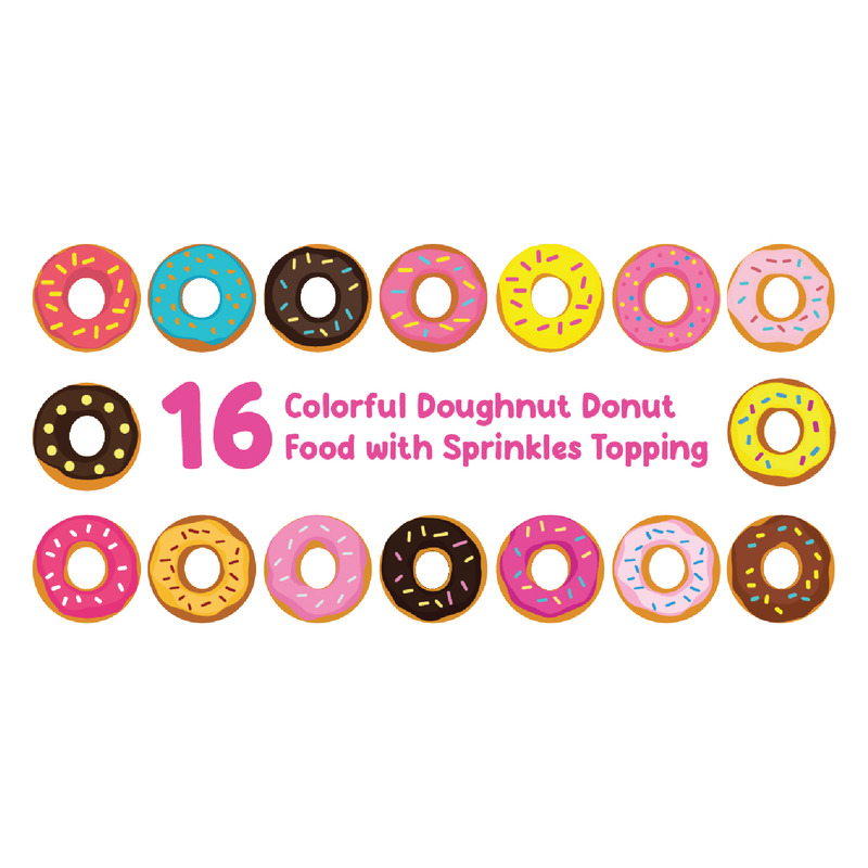 16 färgglada donut donut mat med strössel - Features Image 1