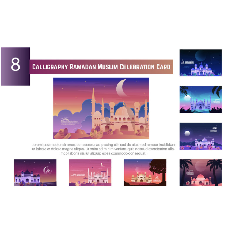 8 kalligrafi Ramadan Muslim Celebration Card - Features Image 1