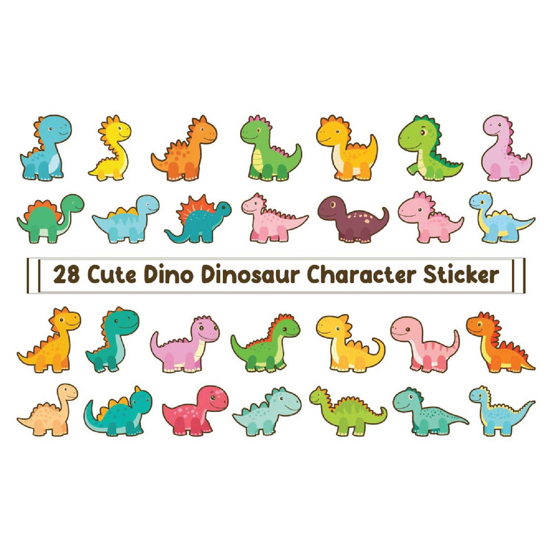 Adesivo de 28 personagens fofos de dinossauros Dino - Features Image 1