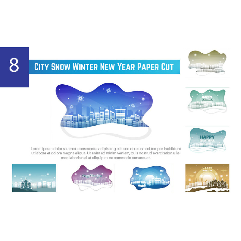 8 City Snow Vinter Nyår Paper Cut - Features Image 1