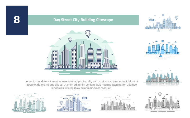 8 Day Street City Building Cityscape - Illustratie - Features Image 1