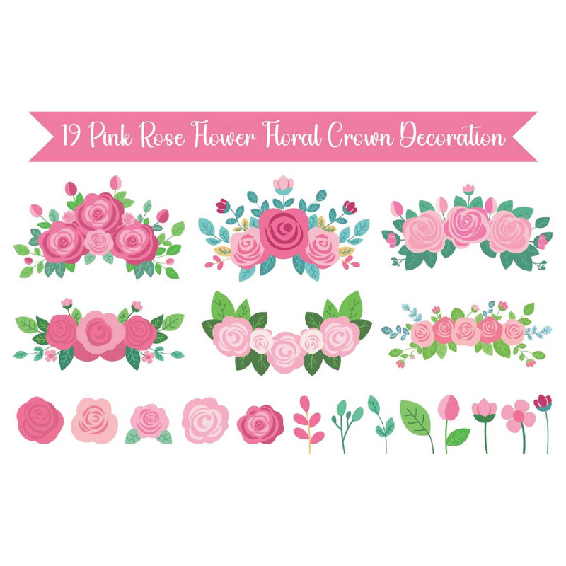 19 rosa ros blomma blommor krondekoration - Features Image 1