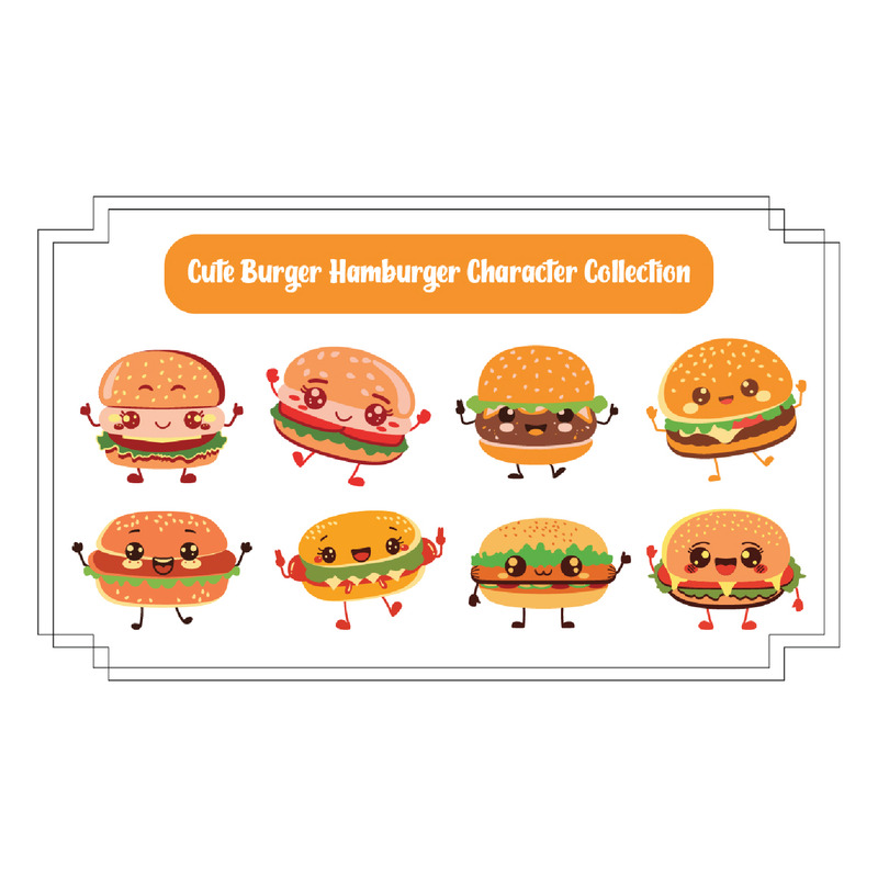 Söt Burger Hamburger teckenuppsättning - Features Image 1