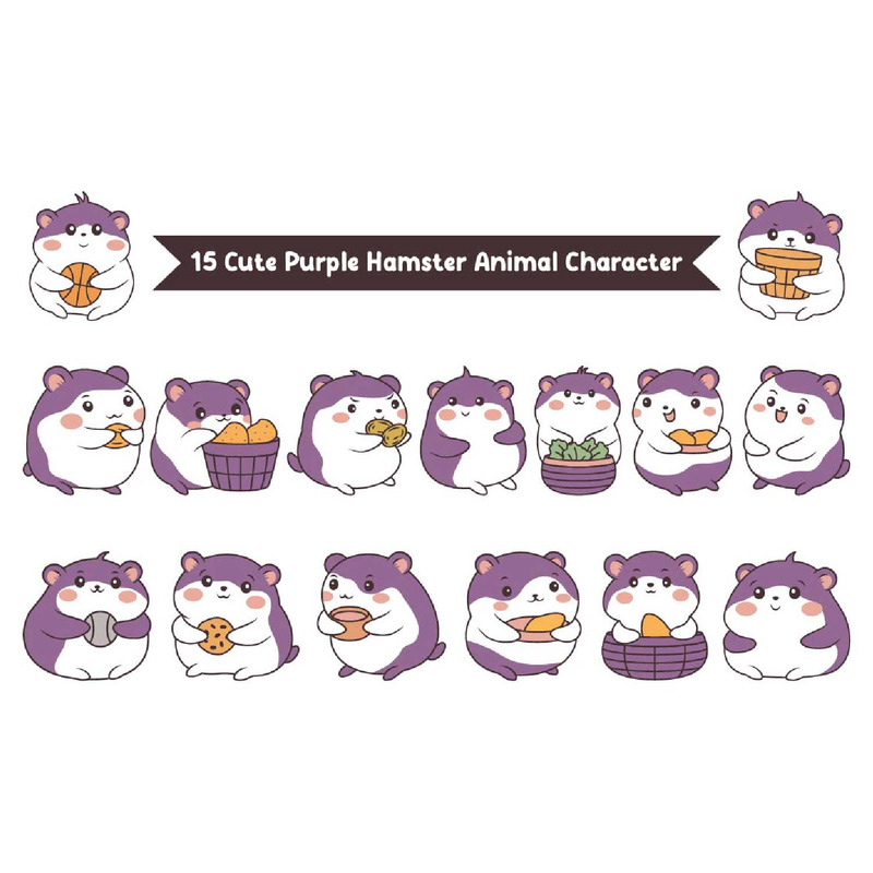 15 Cute Purple Hamster Mouse Animal Character - Features Image 1