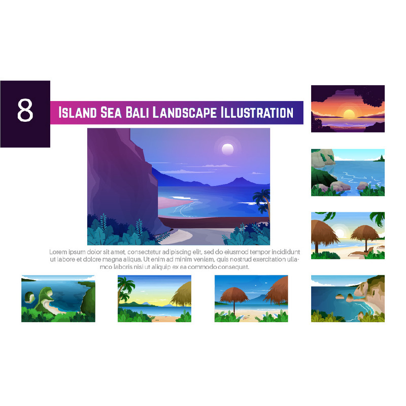 8 Island Sea Bali Landscape Illustration - Features Image 1