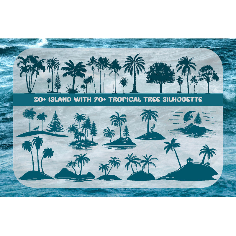 20+ îles avec plus de 70 silhouettes d'arbres tropicaux - Caractéristiques de l’image 1
