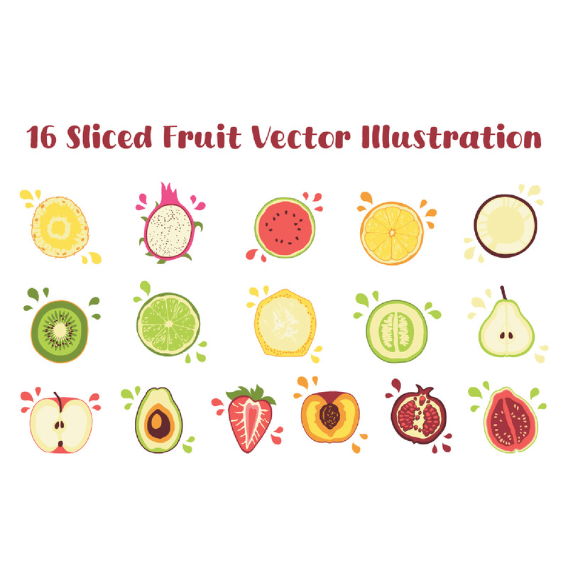 16 Gesneden Fruit Vectorillustratie - Features Image 1