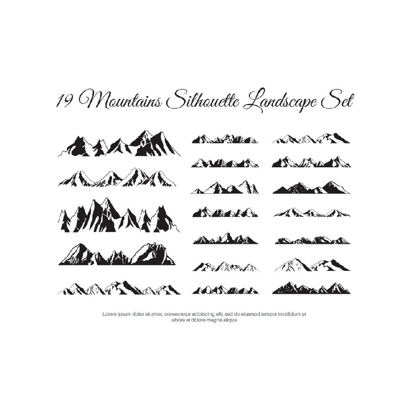 19 berg siluett landskap set - Features Image 1