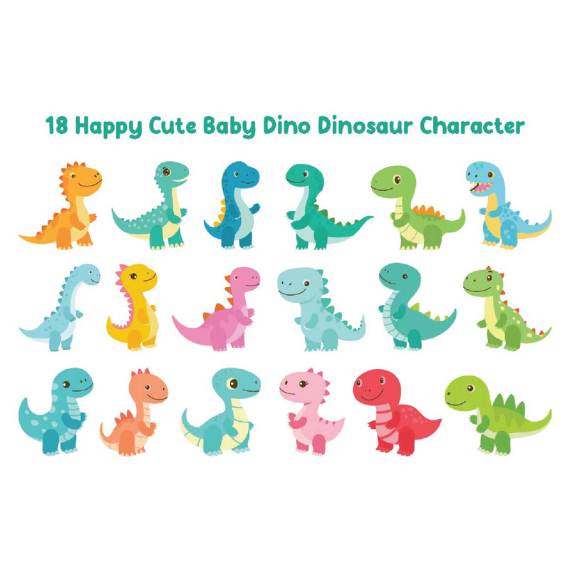 18 personaggi dinosauri cuccioli di dinosauro felici e carini - Caratteristiche Immagine 1