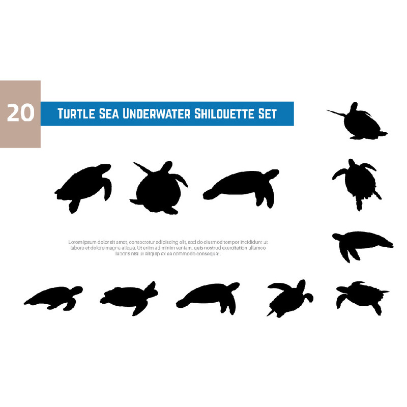 20 Turtle Sea Unterwasser Shilouette Set - Eigenschaften Bild 1