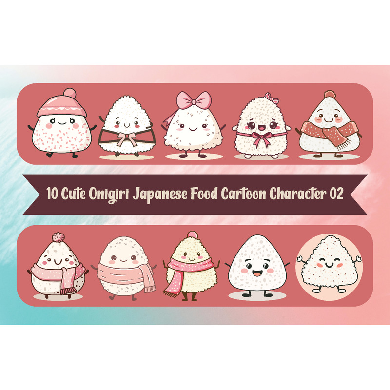 10 uroczych postaci z kreskówek Onigiri z japońskim jedzeniem 02 - Obraz funkcji 1