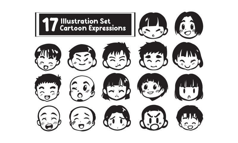 17 Illustration Set Cartoon Expressions - Features Image 1