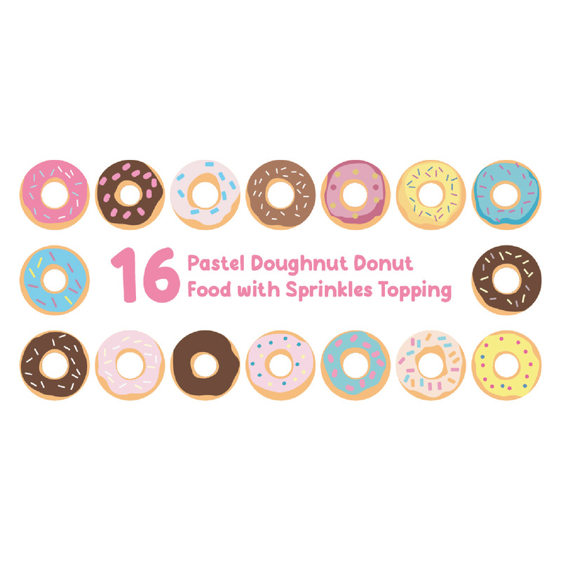 16 Pastell Donut Donut Food med strössel - Features Image 1