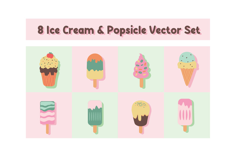 8 Ice Cream & Popsicle Vector Set - Features Image 1