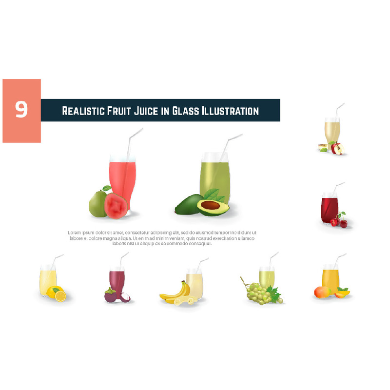 9 Realistisk fruktjuice i glasillustration - Features Image 1