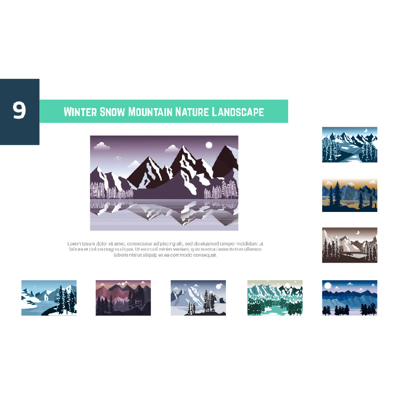 9 Illustration för landskap för natur för vintersnöberg - Features Image 1