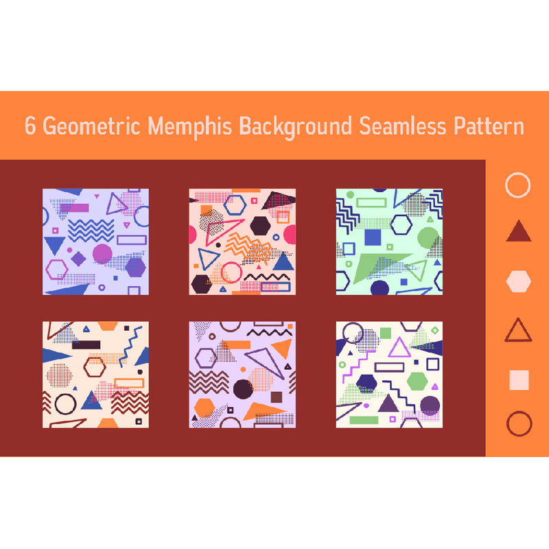 6 Motivo senza cuciture geometrico di sfondo Memphis - Caratteristiche Immagine 1