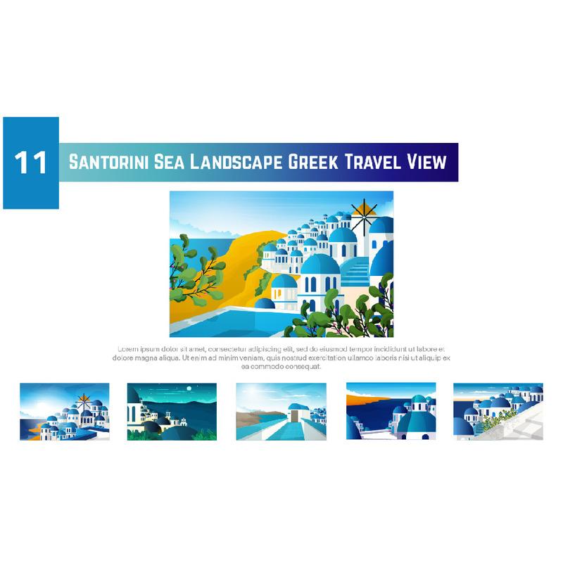 11 Santorini havet landskap grekiska resor Visa Illustration - Features Image 1